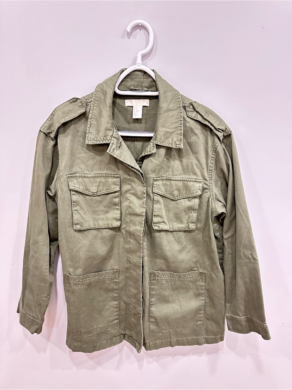 H&M Olive Green Utility Jacket with Flap Pockets